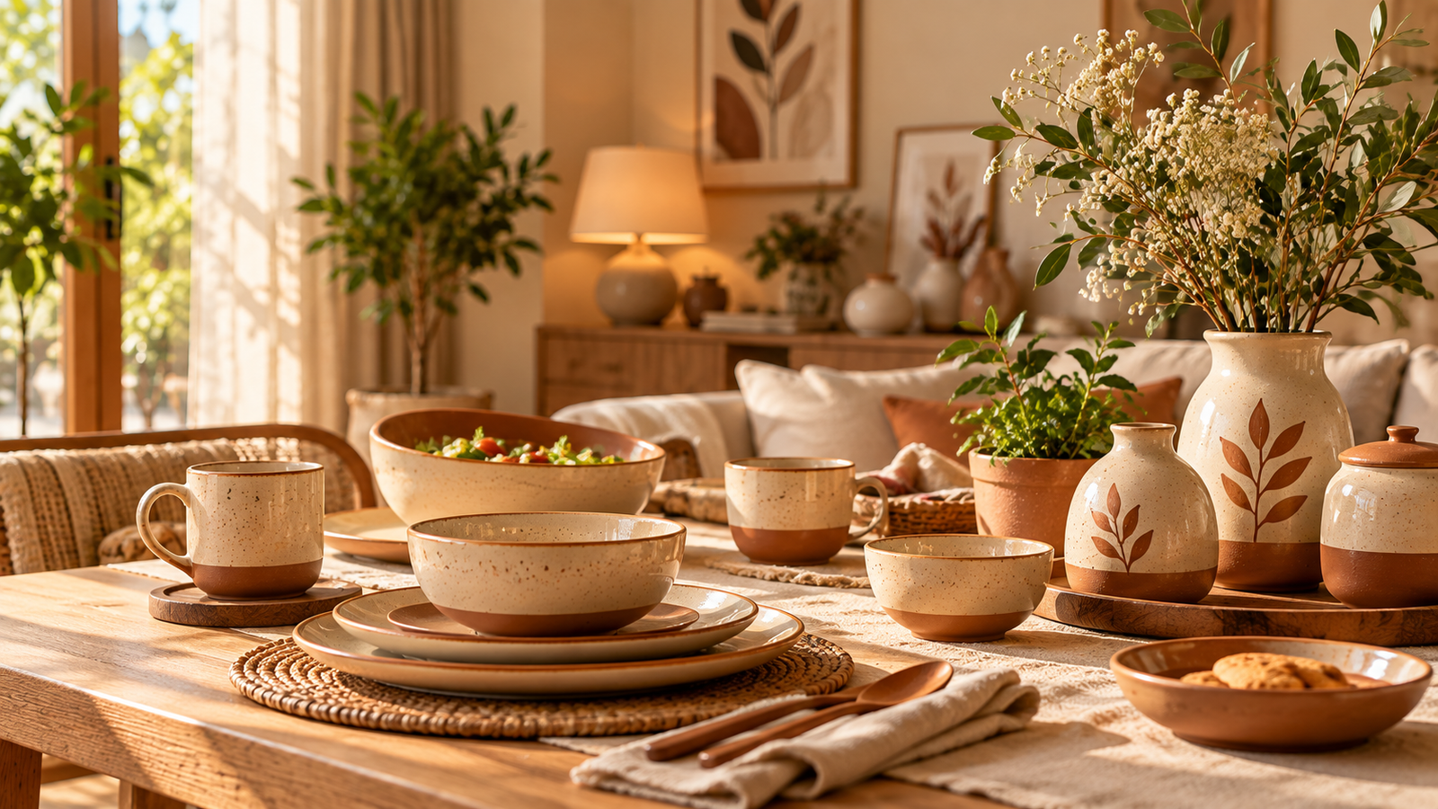 Ceramic tableware in modern home